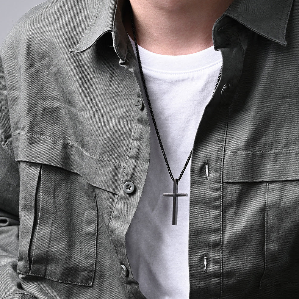 Wholesale Titanium steel cross necklace men's and women's pendant sweater chain pendant